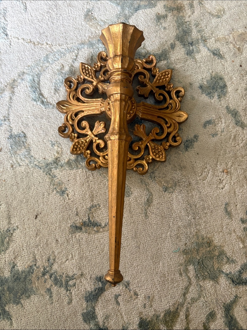 Vintage 1964 Dart Ind. Tapered Candle Sconces Gold Ornate Plastic MCM
